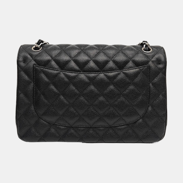 CLASSIC FLAP Jumbo Quilted Grained Calfskin Black
