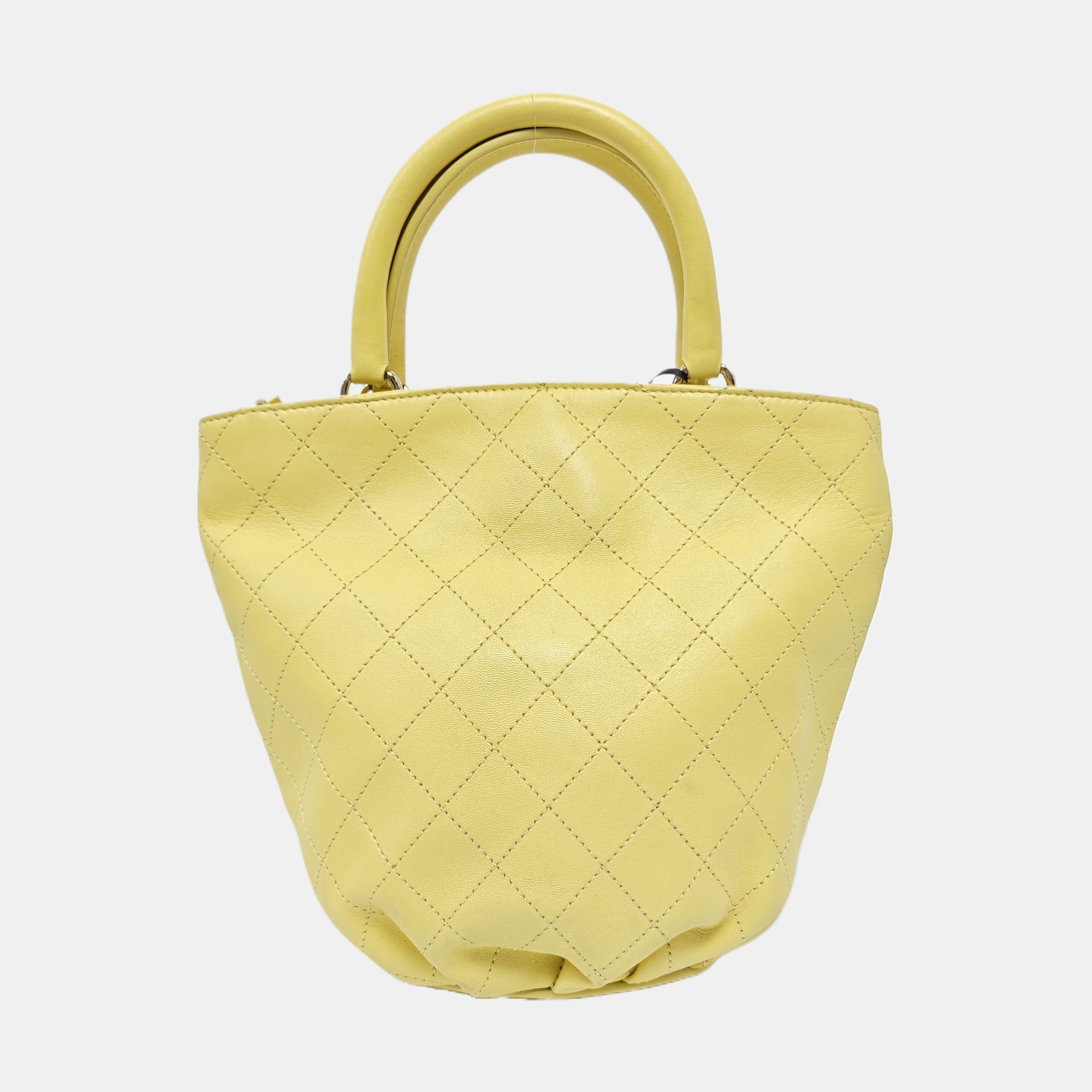 Quilted Calfskin Bucket Bag Yellow
