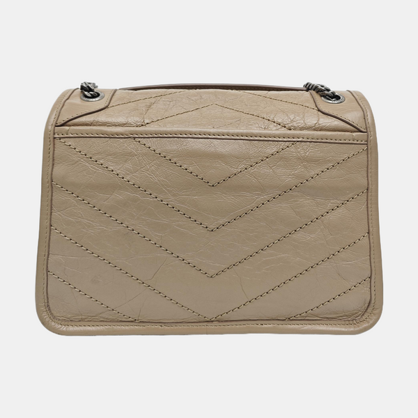 NIKI Small Chevron Calfskin Beige