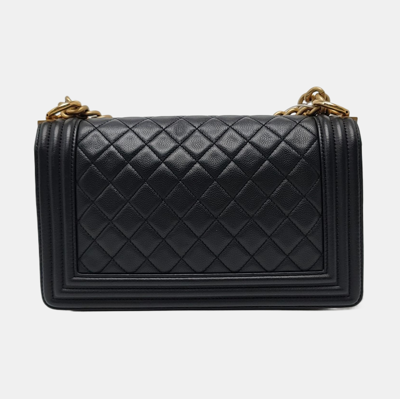Authenticated pre-owned  BOY CHANEL Medium Quilted Grained Calfskin Black - Shoulder Bag at Looply
