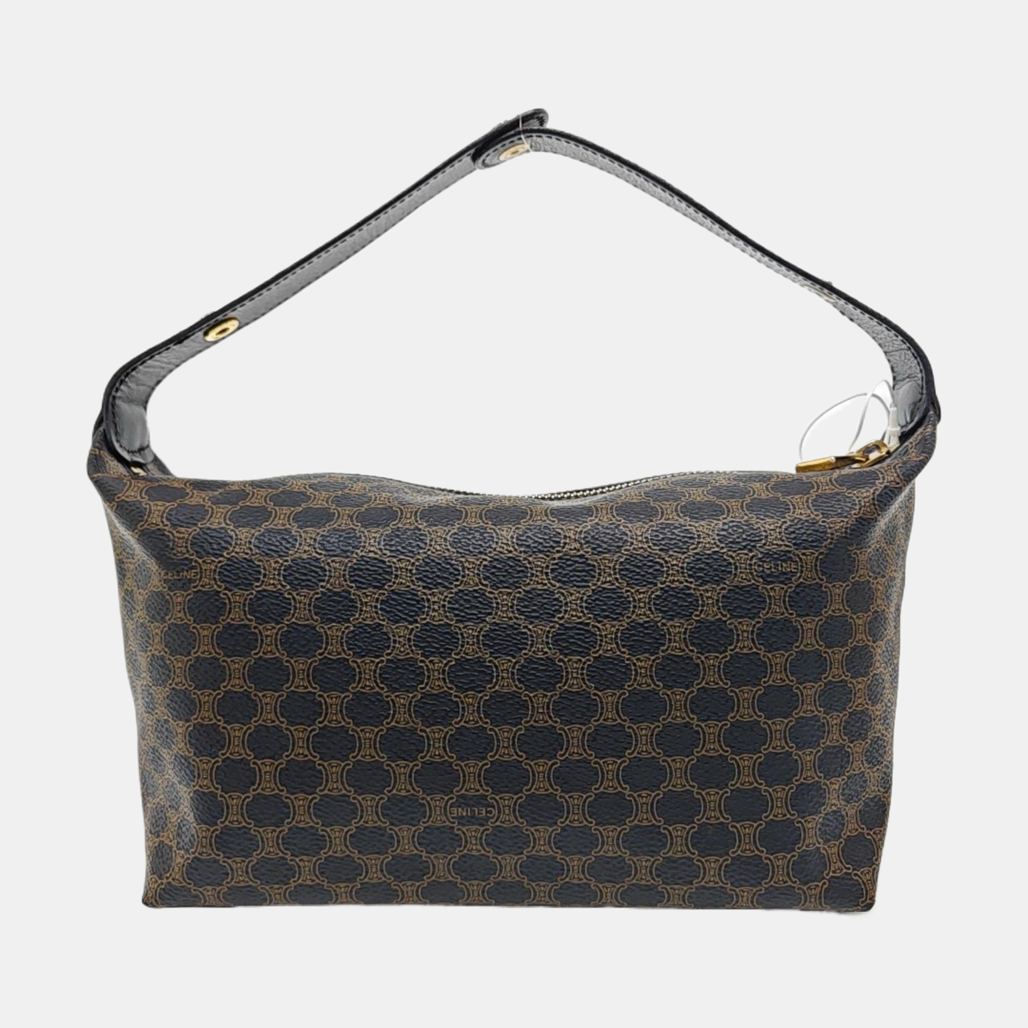 Coated Canvas Top Handle Bag Black
