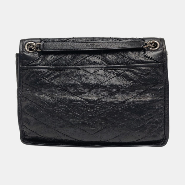NIKI Medium Chevron Calfskin Black