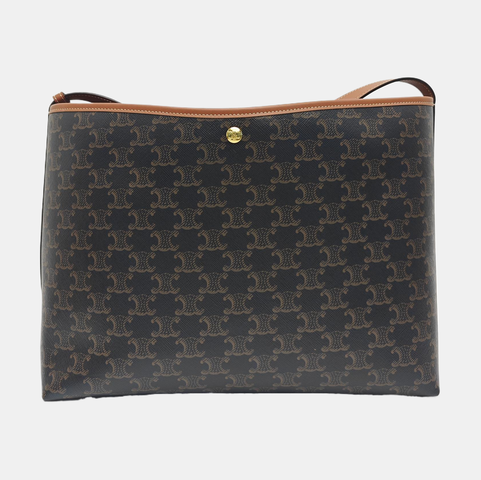 Coated Canvas Shoulder Bag Brown