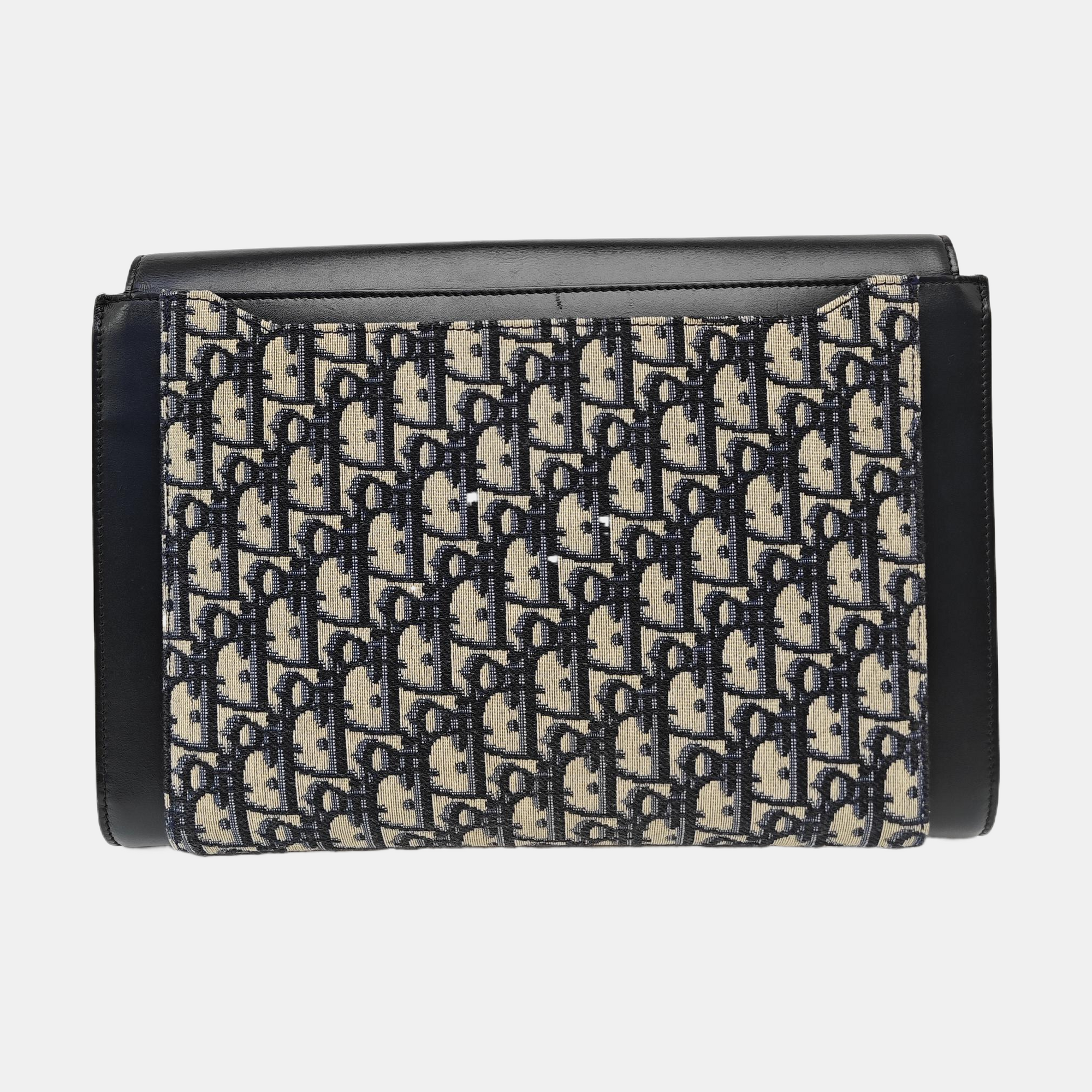 Oblique Canvas Clutch Blue