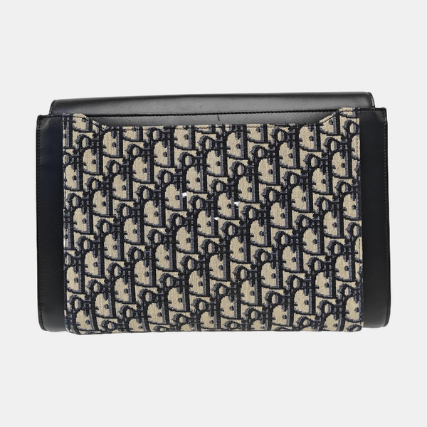 Oblique Canvas Clutch Blue