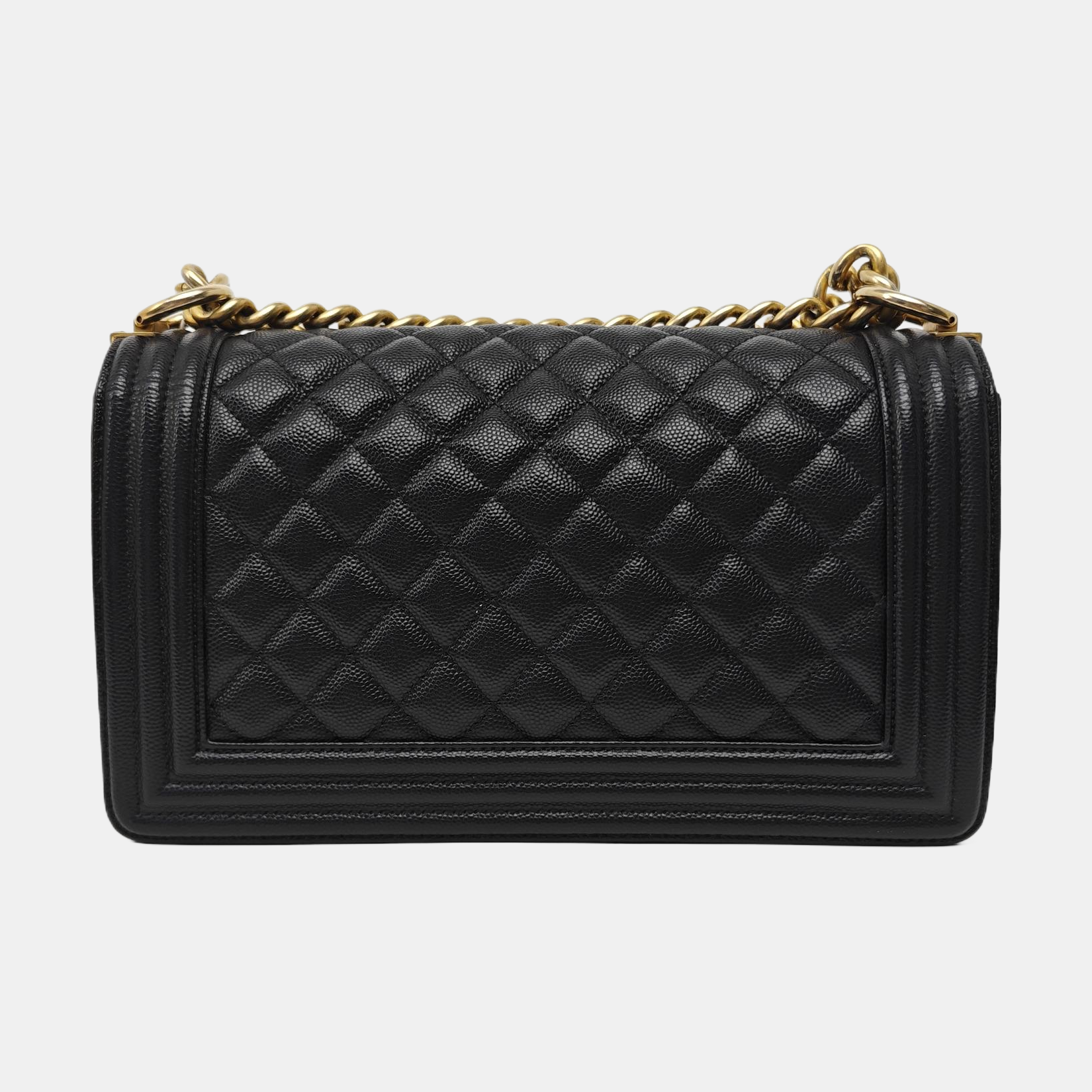 BOY CHANEL Medium Quilted Grained Calfskin Black