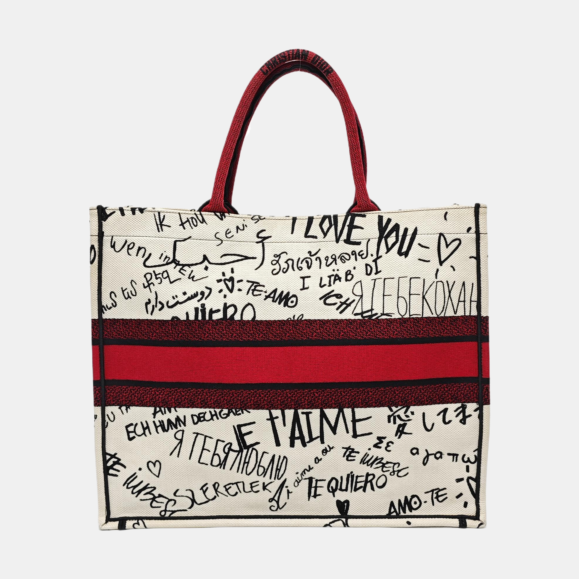 Authenticated pre-owned  Book Tote Large Canvas White - Tote Bag at Looply