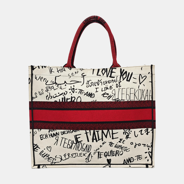 Authenticated pre-owned  Book Tote Large Canvas White - Tote Bag at Looply