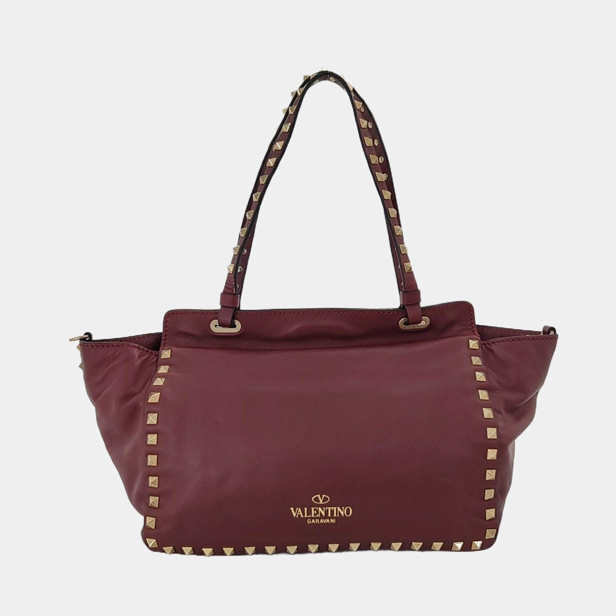 Rockstud Small Calfskin Red