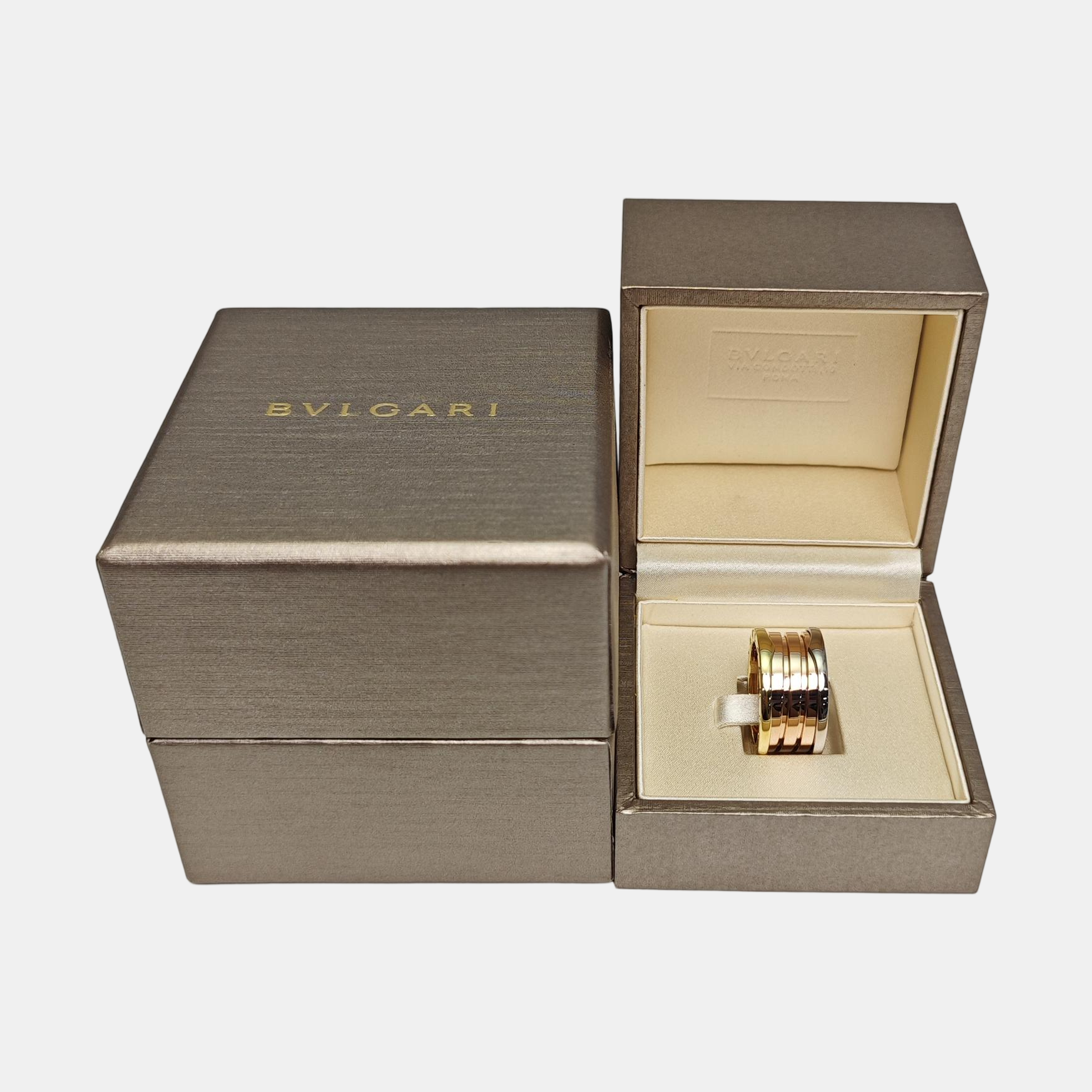 B.ZERO1 18k White Gold Rose Gold Ring EU 55