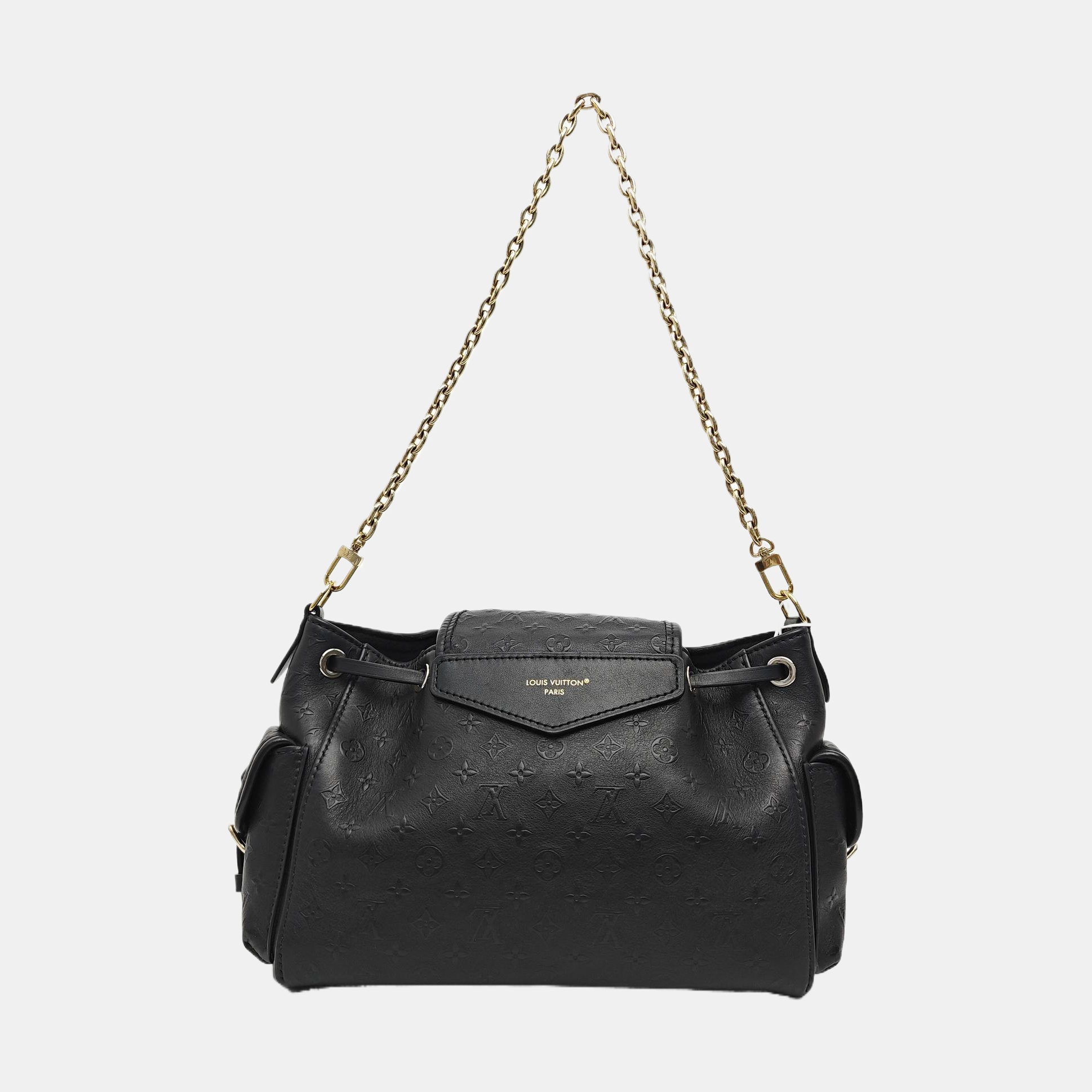 Monogram Calfskin Shoulder Bag Black