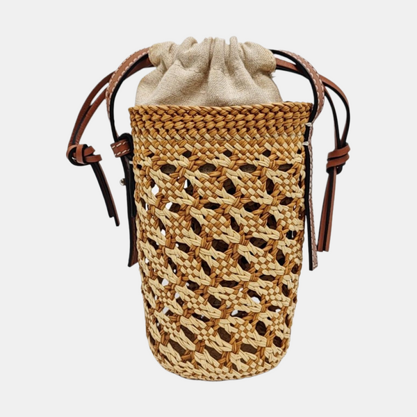Straw Bucket Bag Brown
