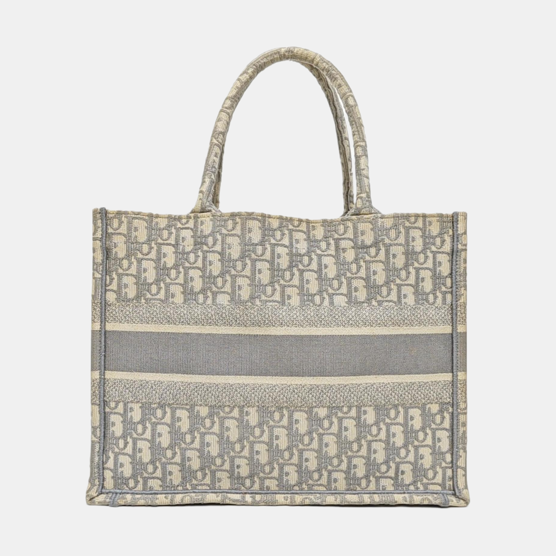 Book Tote Medium Oblique Canvas White