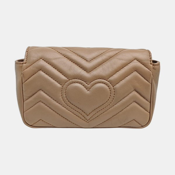 GG Marmont Mini Quilted Calfskin Beige