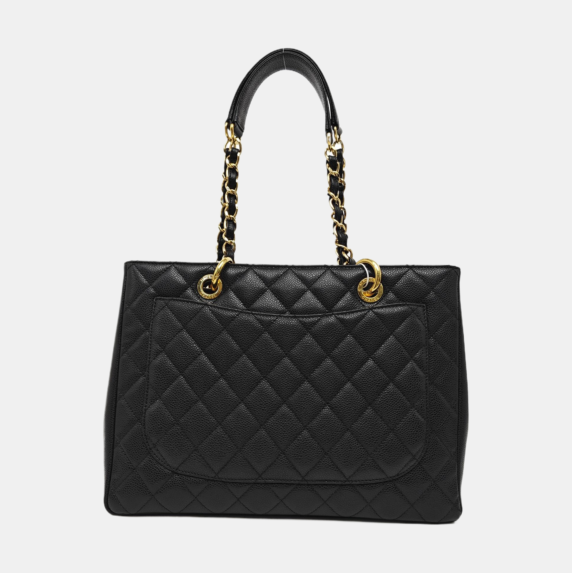 CHANEL GST Large Quilted Grained Calfskin Black