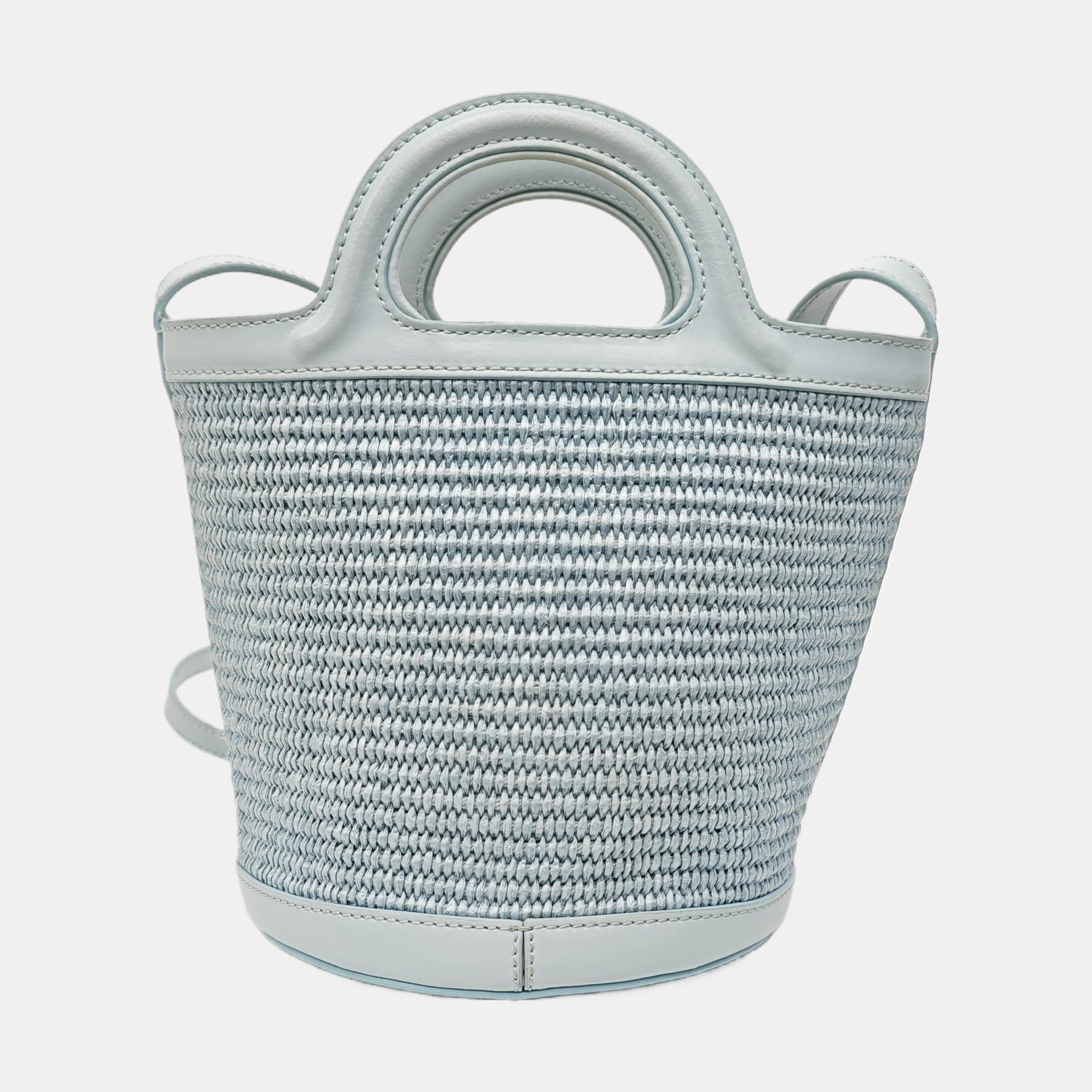 Straw Bucket Bag Blue