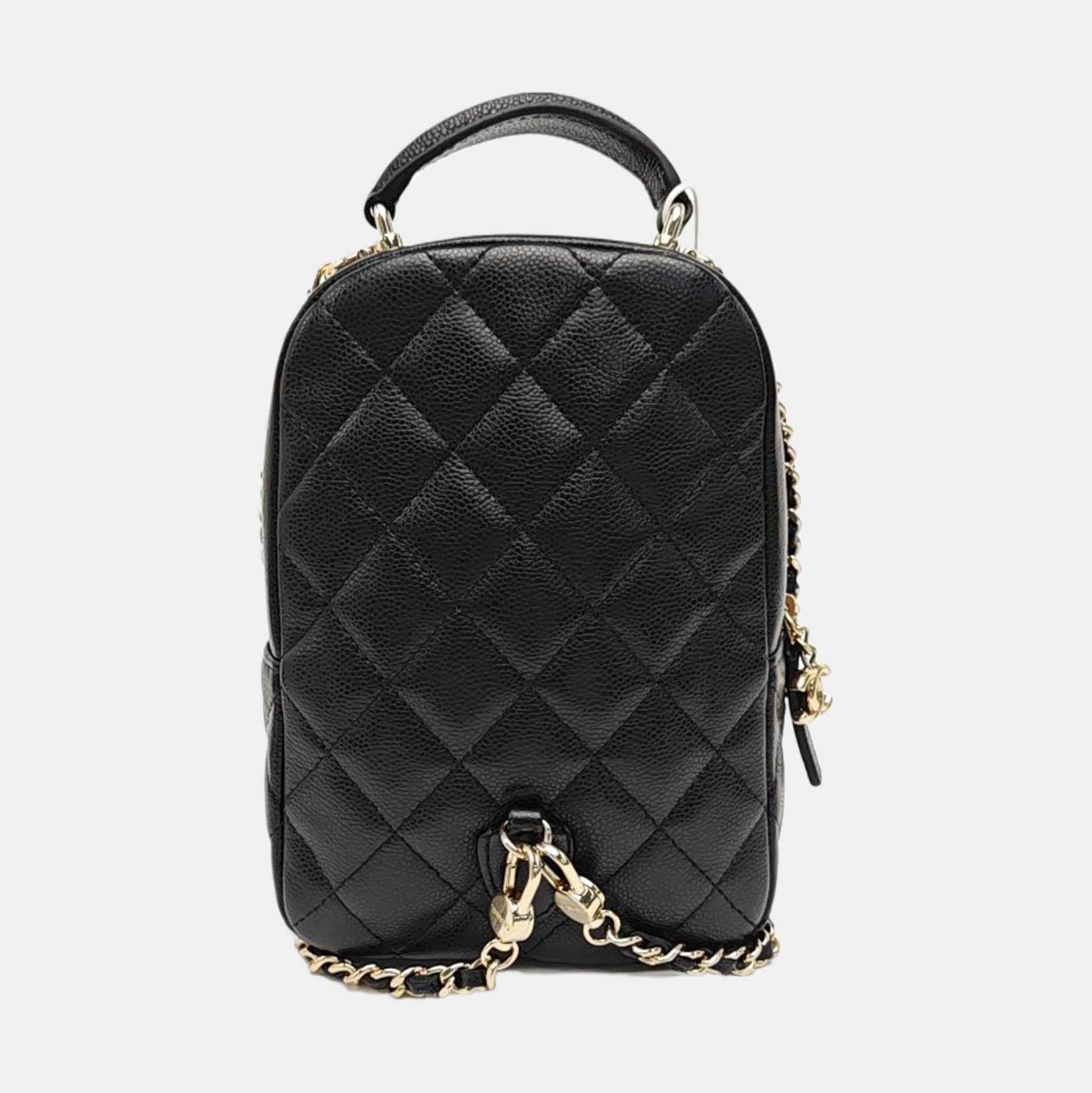 Quilted Grained Calfskin Backpack Mini Black