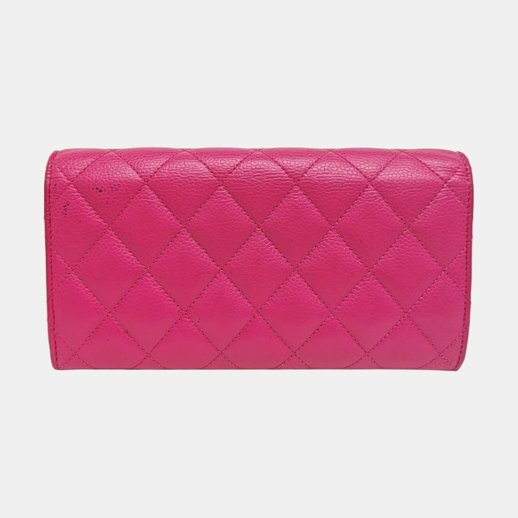 Quilted Grained Calfskin Wallet Red