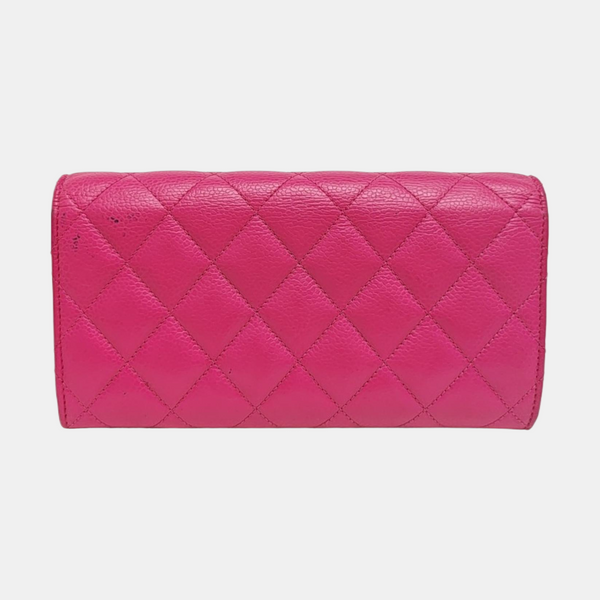 Quilted Grained Calfskin Wallet Red