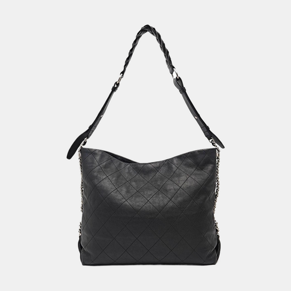 Quilted Calfskin Tote Bag Medium Black