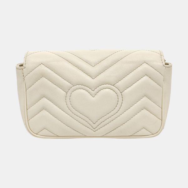 GG Marmont Mini Quilted Calfskin White