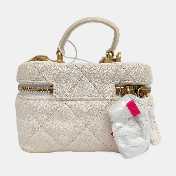 Quilted Grained Calfskin White