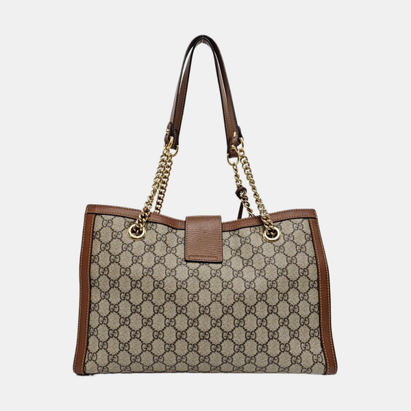 Padlock Medium Monogram Coated Canvas Beige