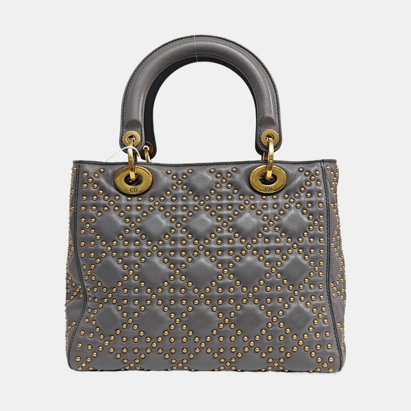 Lady Dior Medium Cannage Lambskin Gray