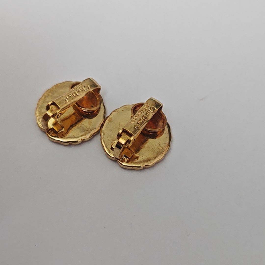 Dior Oblique Metal Gold Clip On Earrings