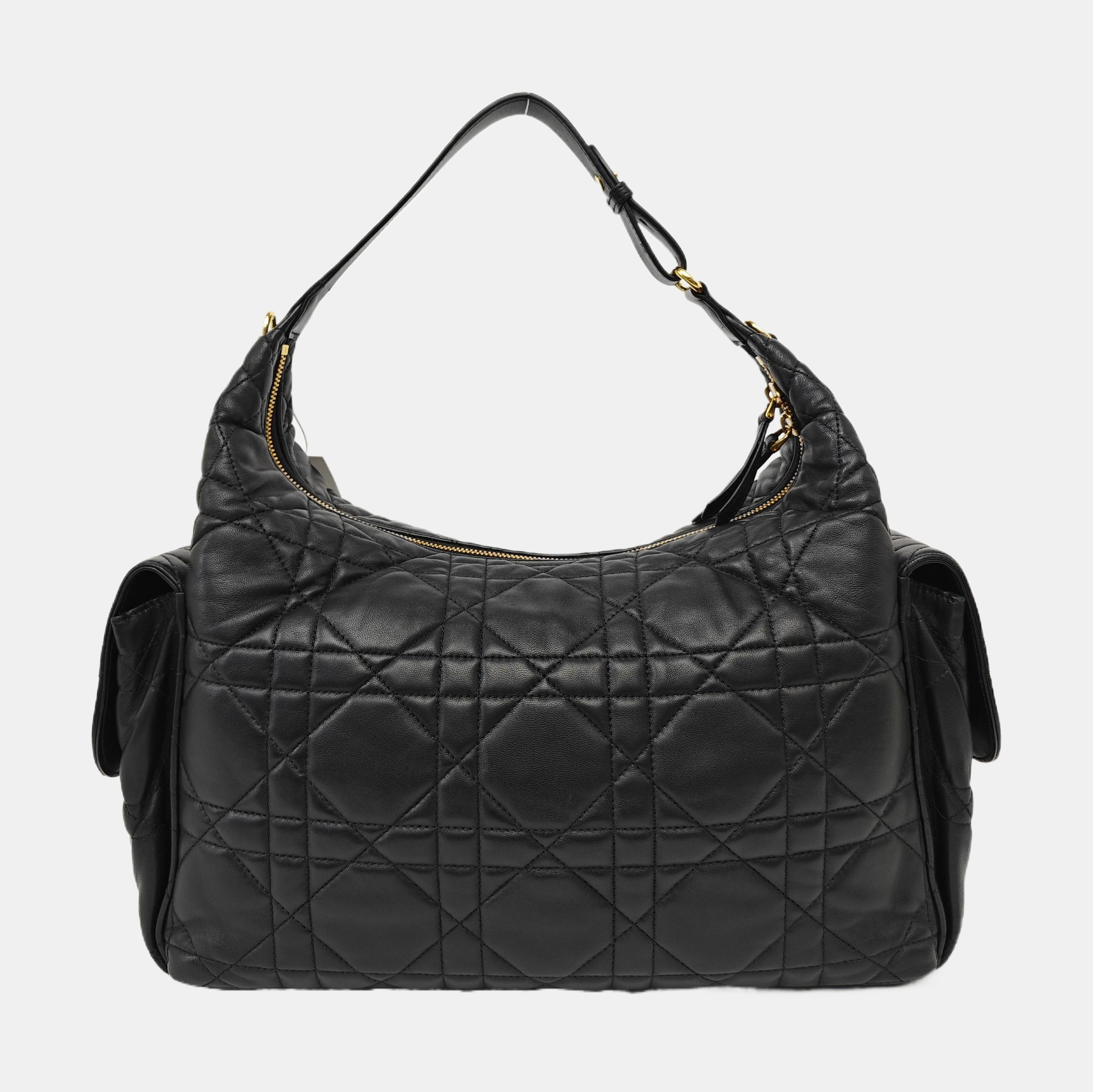 Cannage Lambskin Shoulder Bag Black