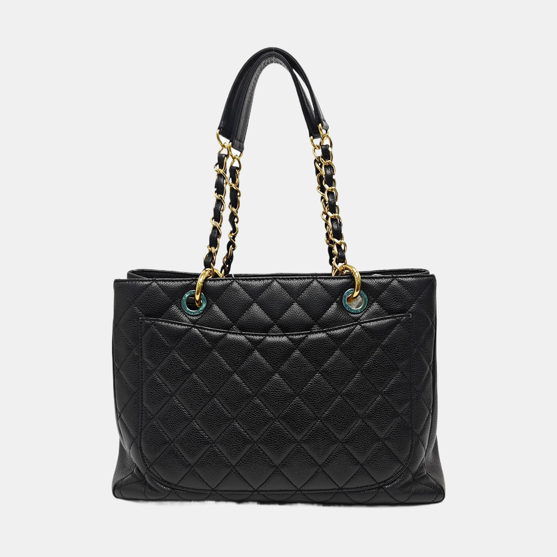 CHANEL GST Large Quilted Grained Calfskin Black