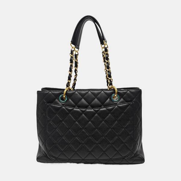 CHANEL GST Large Quilted Grained Calfskin Black