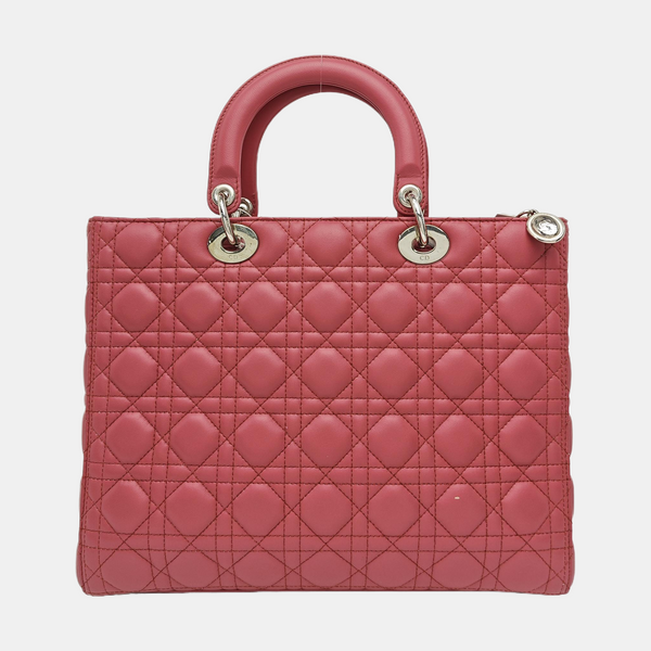 Lady Dior Large Cannage Lambskin Red