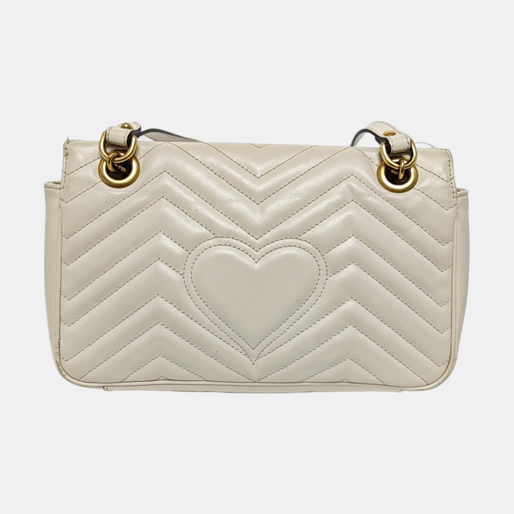 GG Marmont Medium Quilted Calfskin White