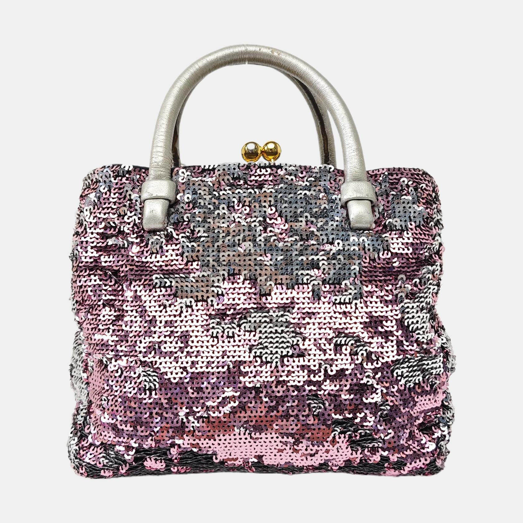 Special Material Top Handle Bag Silver