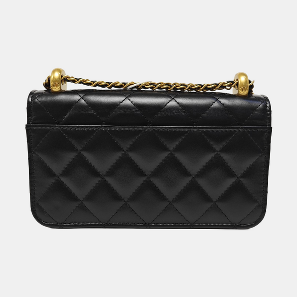 Quilted Calfskin Shoulder Bag Black