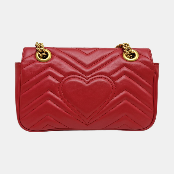 GG Marmont Small Quilted Calfskin Red