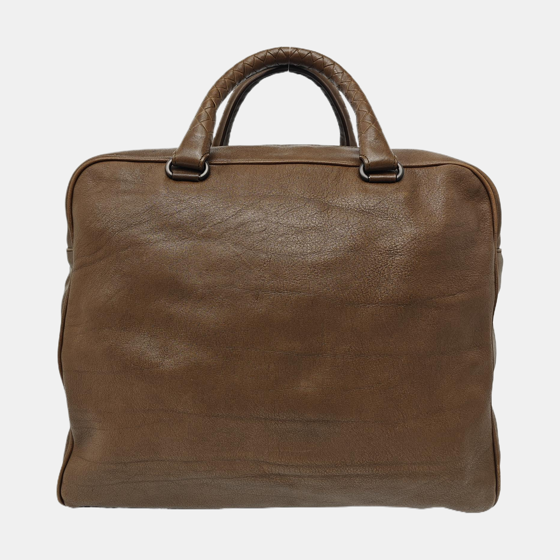 Leather Top Handle Bag Brown