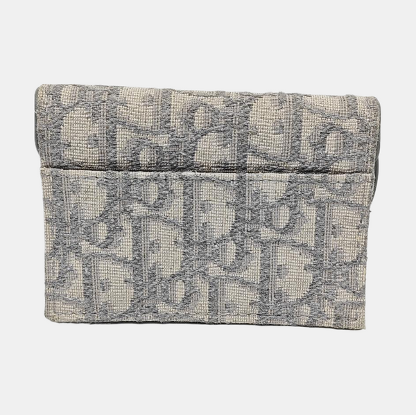 Authenticated pre-owned  Saddle Oblique Fabric Gray Card Holder - Card Holder at Looply