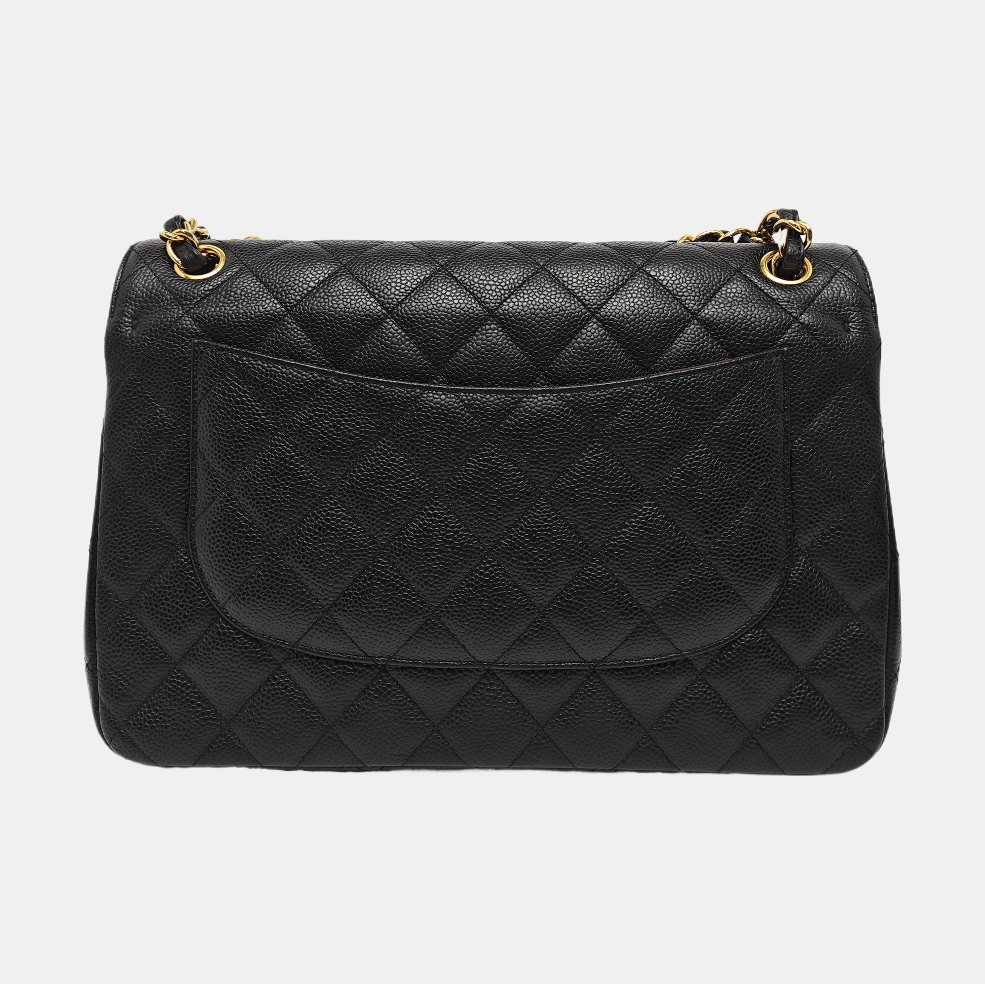 CLASSIC FLAP Jumbo Quilted Grained Calfskin Black