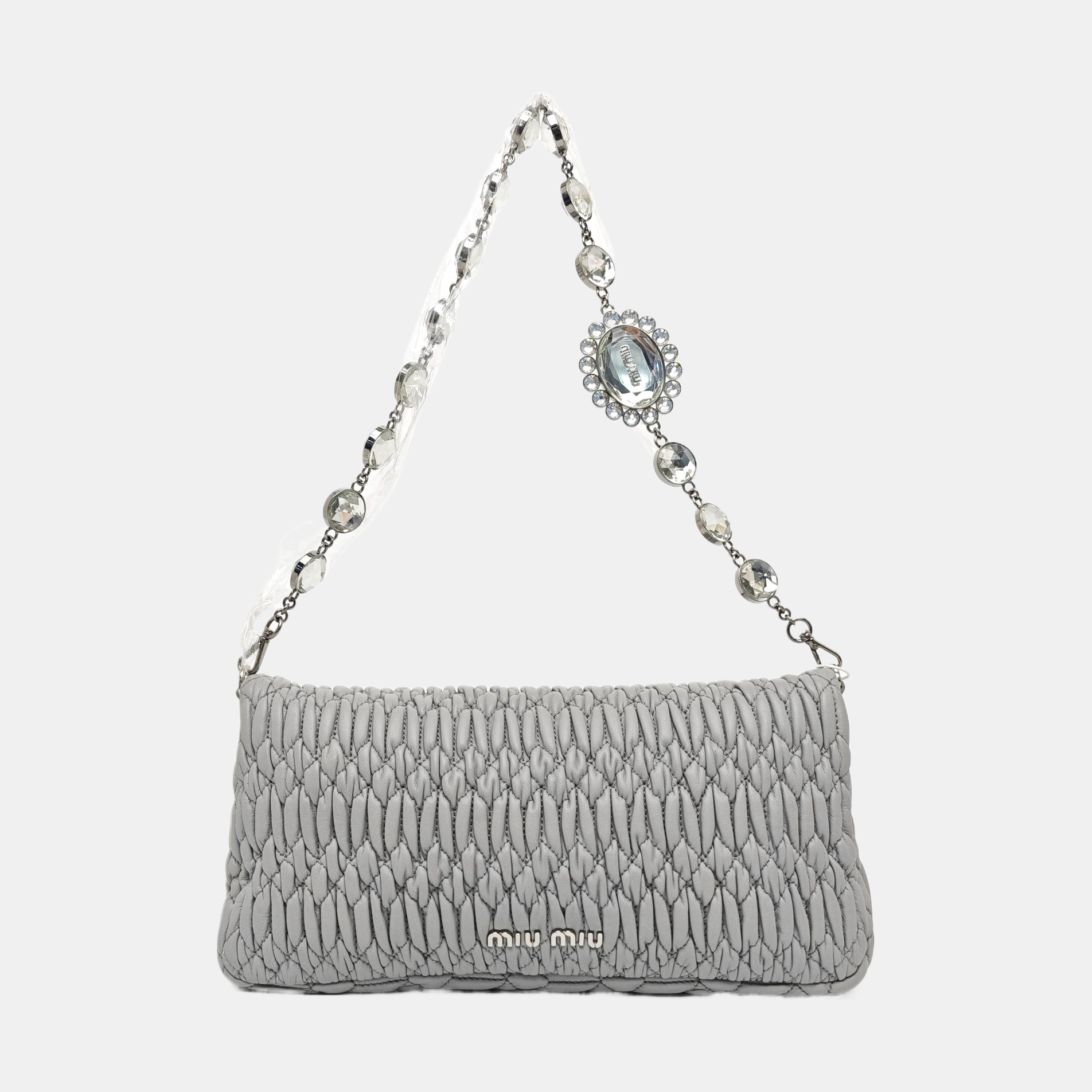 Crystal Quilted Lambskin Gray