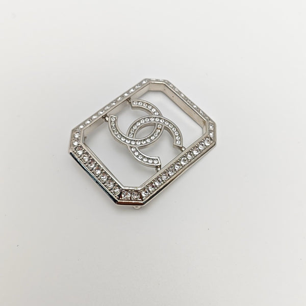 CC Logo Metal Silver Brooch