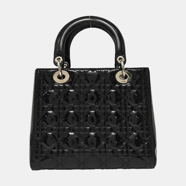 Lady Dior Medium Cannage Patent Leather Black