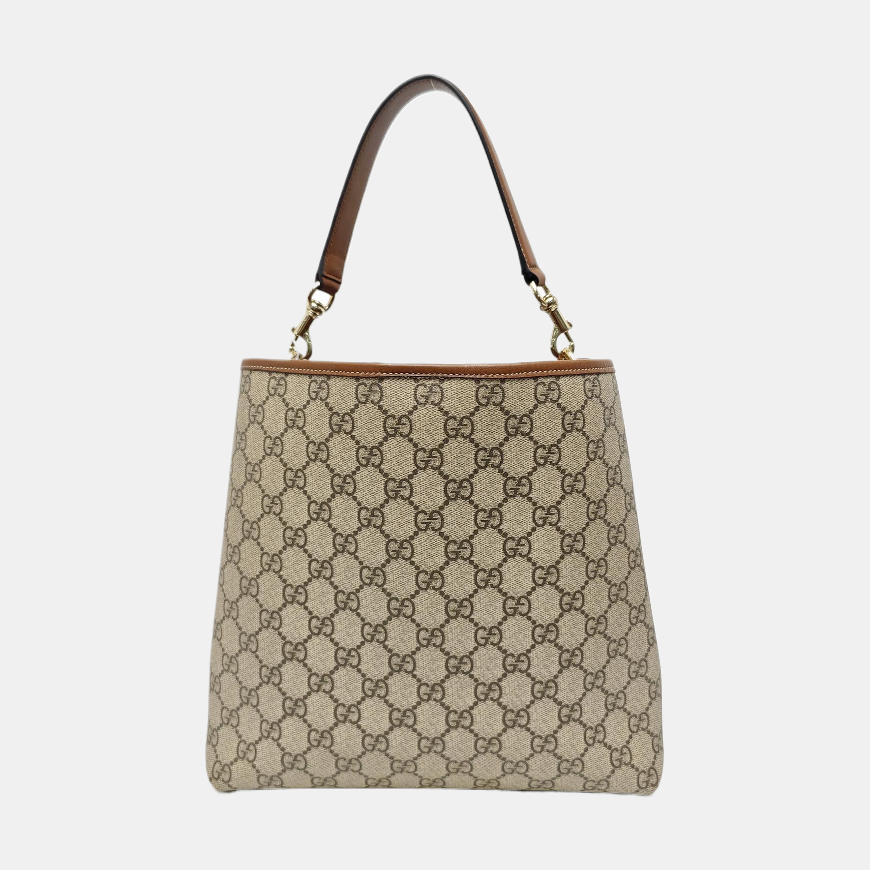 GG Emblem Medium Monogram Coated Canvas Beige