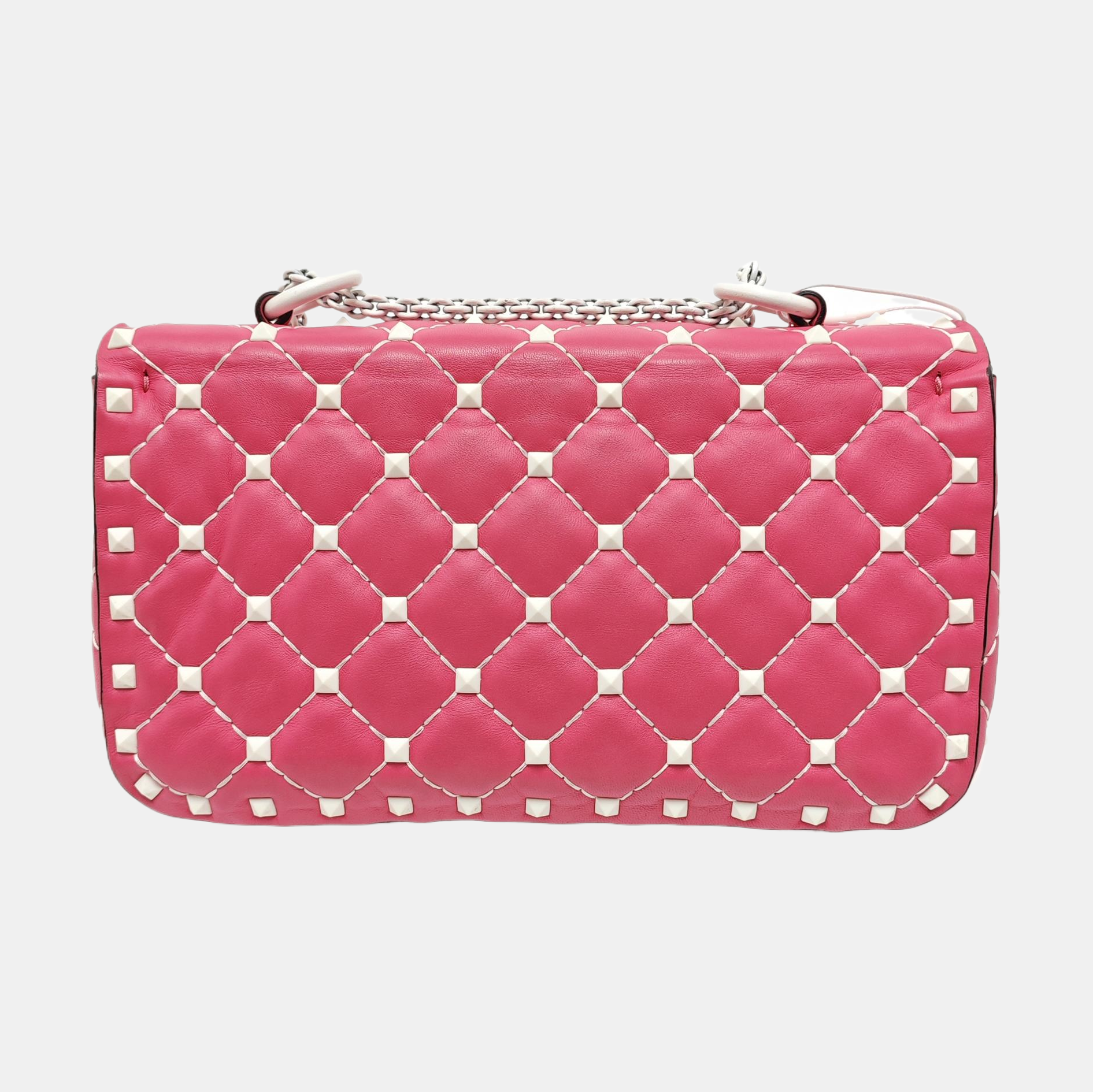 Spike Up Small Quilted Lambskin Pink