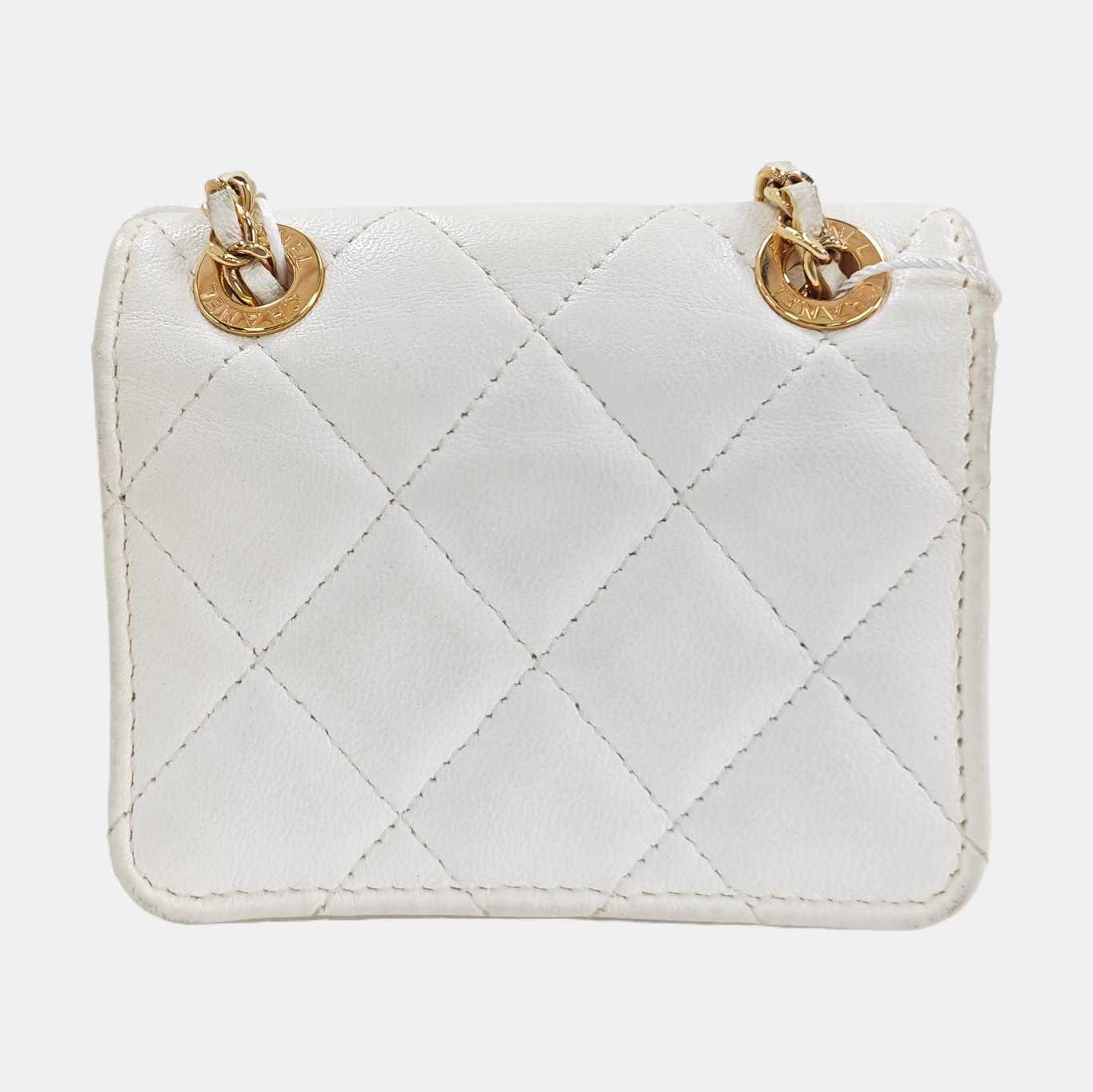 Quilted Lambskin Shoulder Bag White