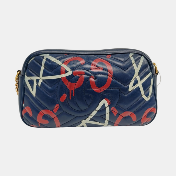 Authenticated pre-owned  GG Marmont Small Quilted Calfskin Blue - Shoulder Bag at Looply
