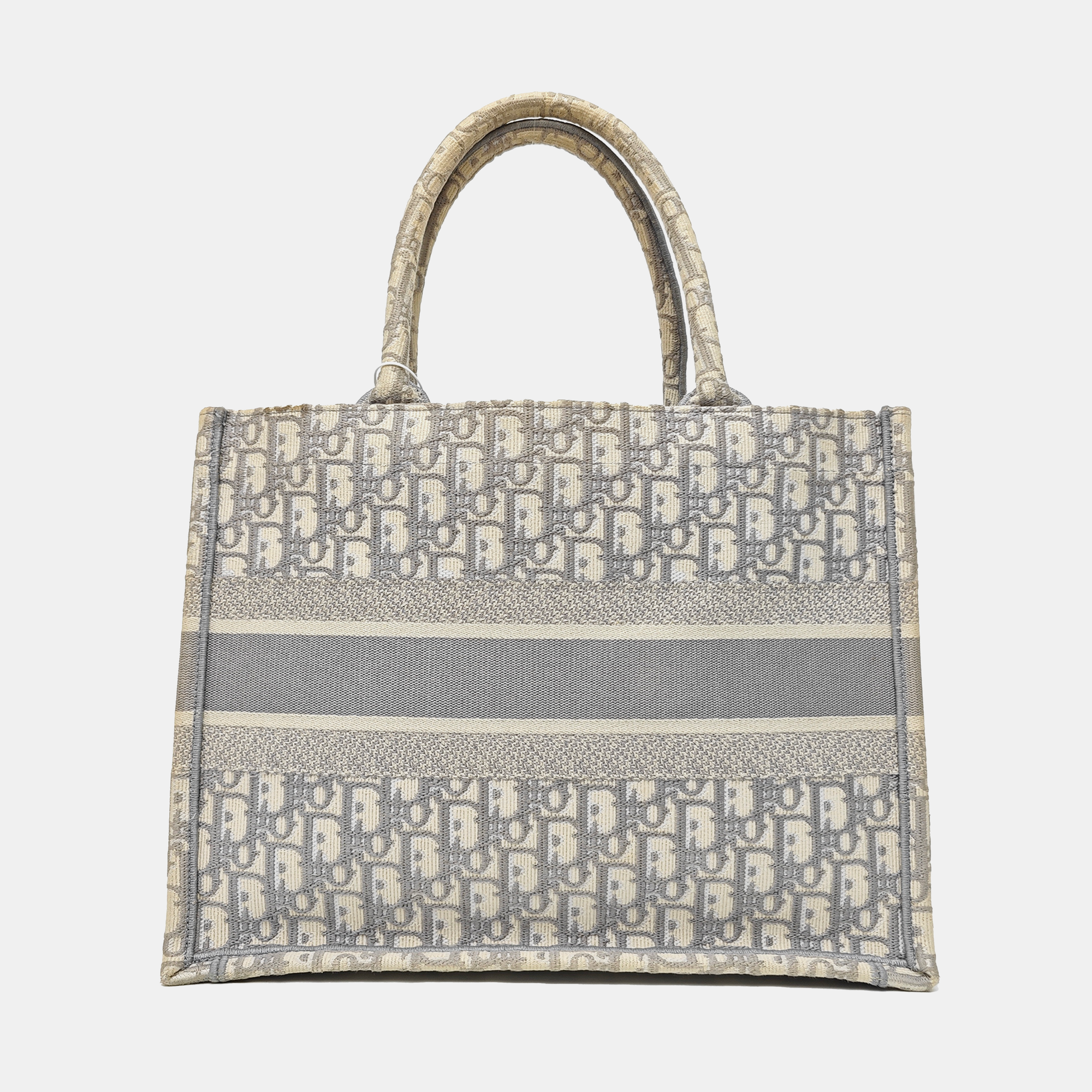 Book Tote Medium Oblique Canvas White