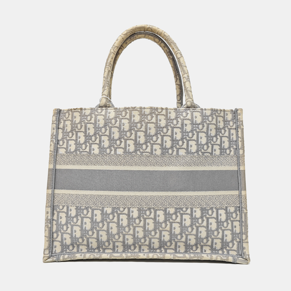 Book Tote Medium Oblique Canvas White