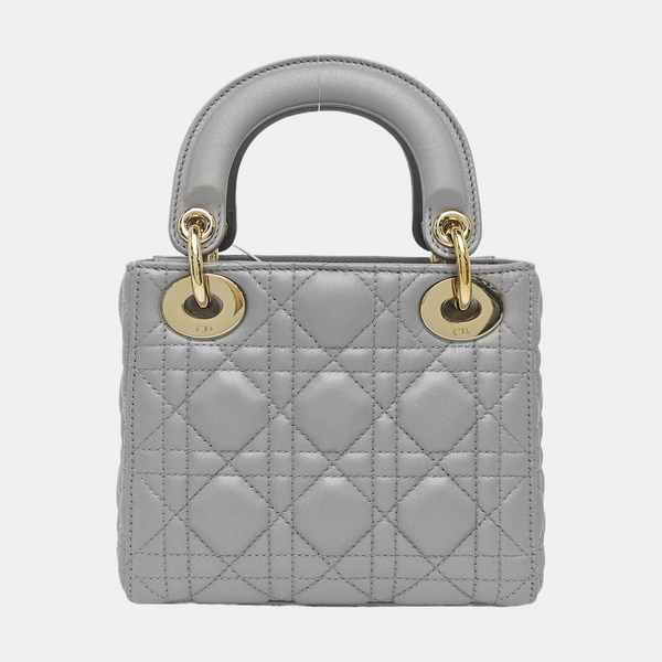 Lady Dior Mini Cannage Lambskin Gray